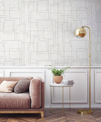 Angular Ambience White Geometric Wallpaper.