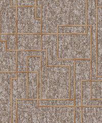 Gilded Grid Copper Reflection Geometric Wallpaper.