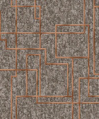 Grey Grid copper Reflection Geometric Wallpaper.