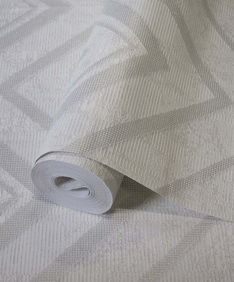 White Wave Geometric Wallpaper.