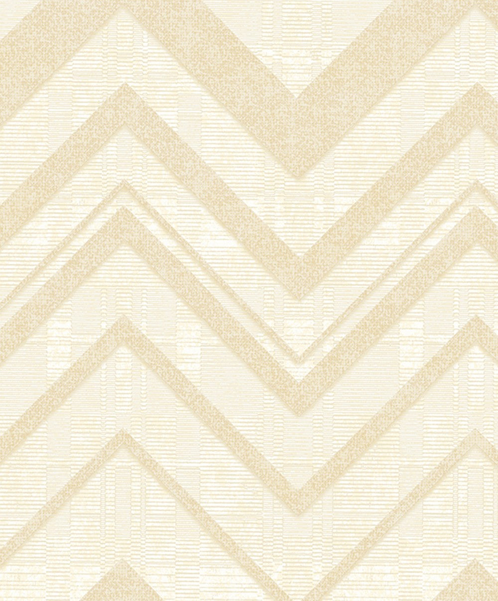 Zigzag Wave Pattern Off White Geometric Wallpaper.