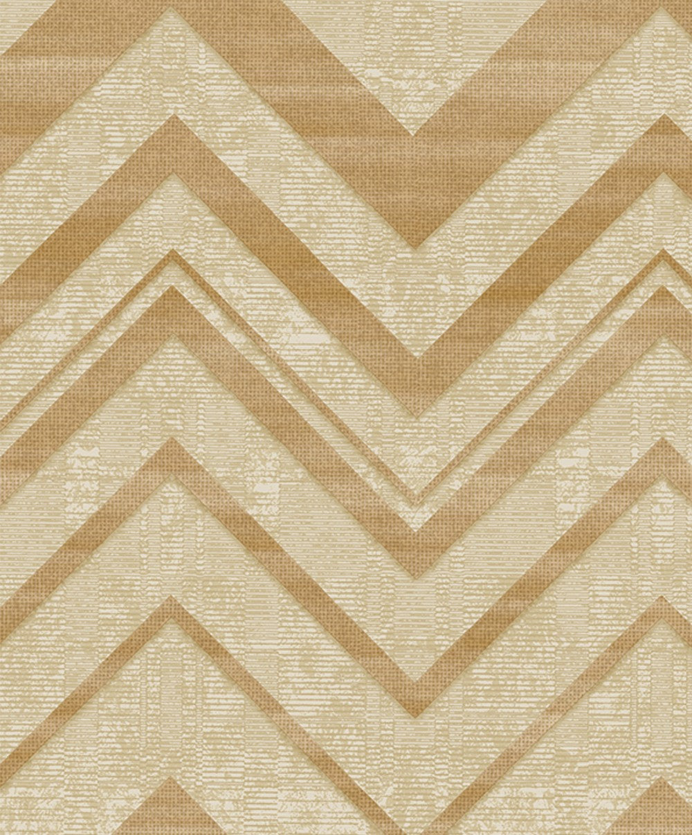 Wave Pattern Copper Geometric Wallpaper.