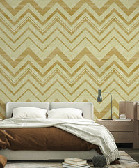 Wave Pattern Copper Geometric Wallpaper.