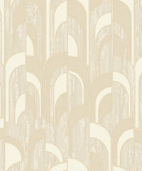 Retro Arch Motif Beige Abstract Wallpaper.