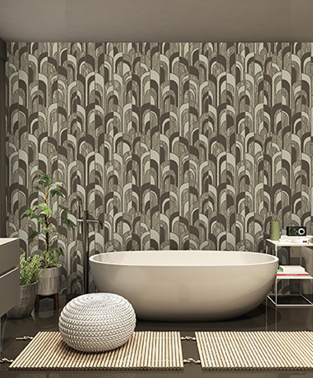 Graphite Grey shaped Arch Abstract wallpaper.