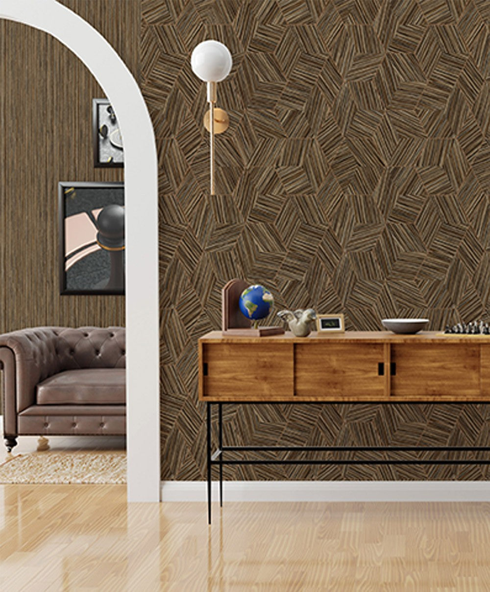 Copper Black Stripe Fusion Wallpaper