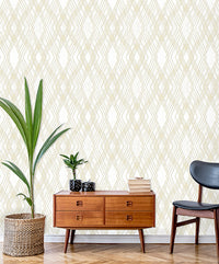 Criss Crossed Off White Ivory Geometric Wallpaper for walls