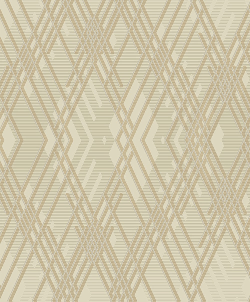 Criss Crossed Beige Trellis Geometric Wallpaper