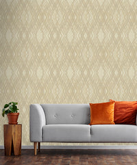 Criss Crossed Beige Trellis Geometric Wallpaper