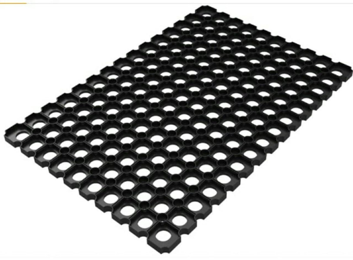 PVC Rubber Antislip Traps Mud/Dirt Entrance Hollow Mat (100x50 cm, Black)