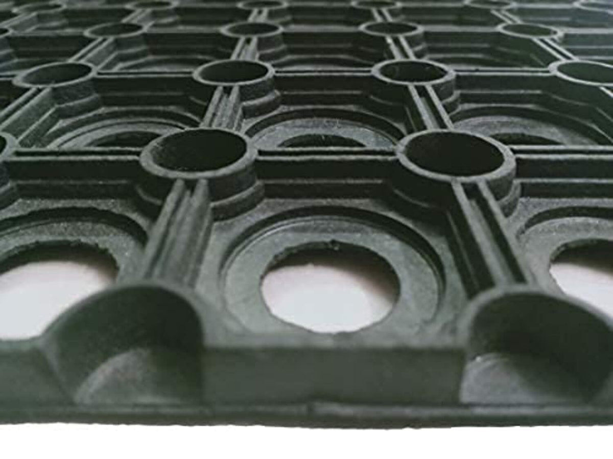 PVC Rubber Antislip Traps Mud/Dirt Entrance Hollow Mat (100x50 cm, Black)