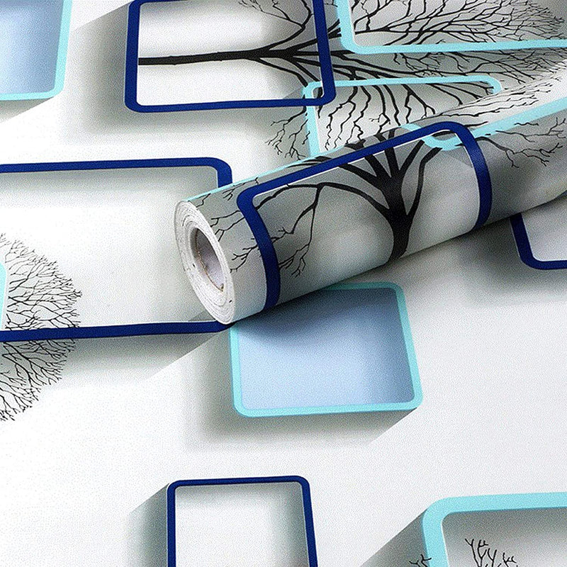 Wall Stickers Wallpaper DIY Decal (45 x 500 cm) 3D Frames PVC DIY Self Adhesive, Active Blue