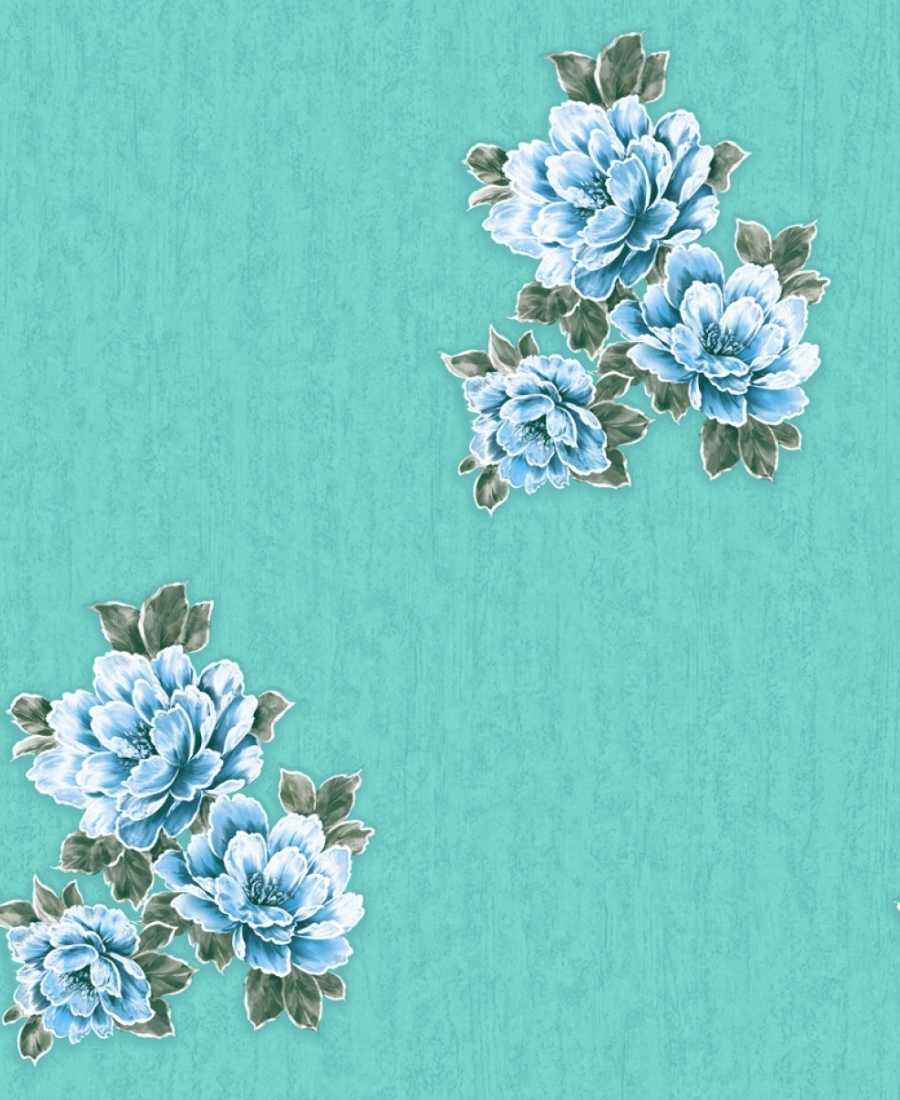 Floral Teal Embossed Dry Strippable Wallpaper