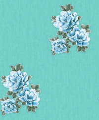 Floral Teal Embossed Dry Strippable Wallpaper