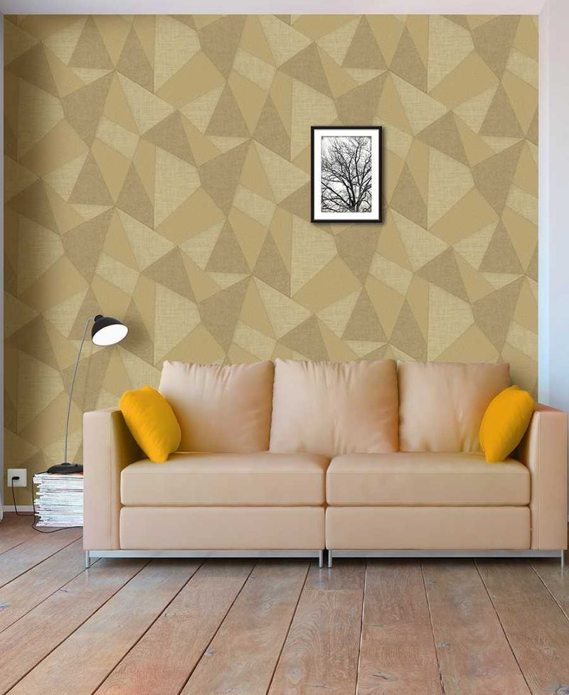 Geometric Hot Emboss Gold Wallpaper