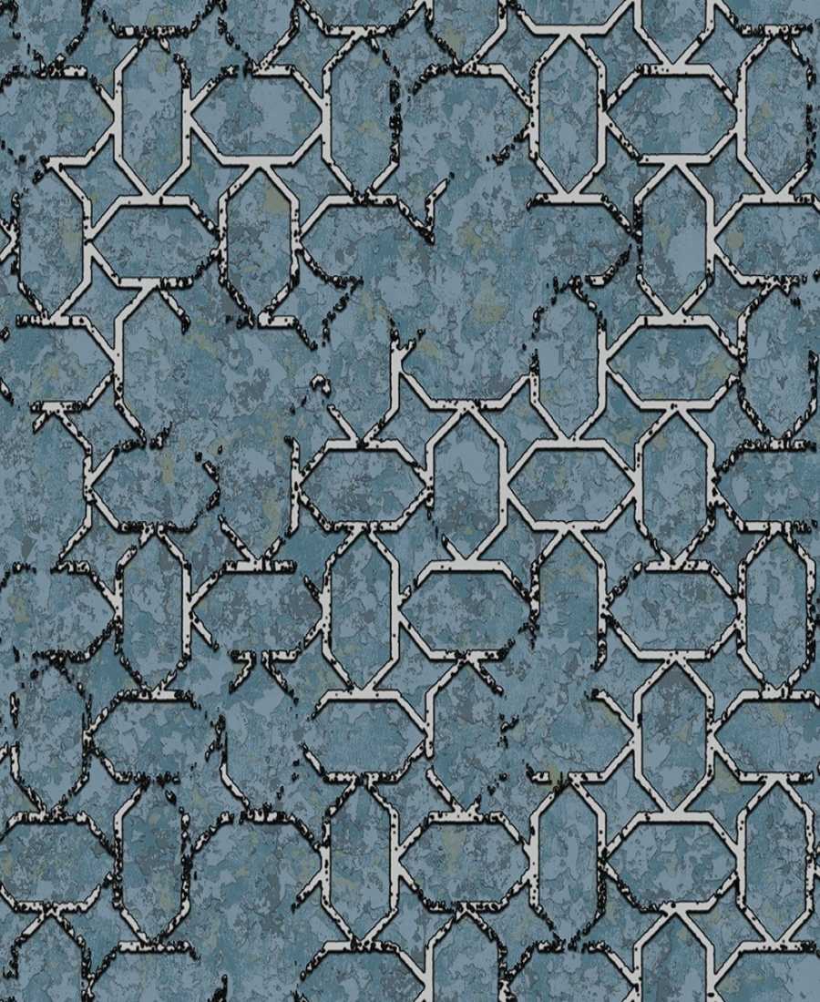 Amesemi Blue Distressed Hexagonal Wallpaper