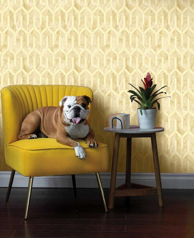 Cream champagne glossy geometric Wallpaper