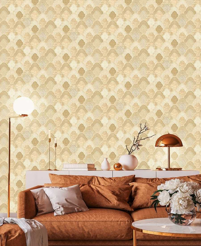Embossed classy gold geometric Wallpaper