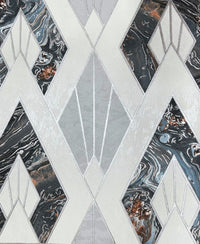 Gray & Silver Geometric Wallpaper Roll for Wall Covering Living Room, Bedroom Wall Tejas