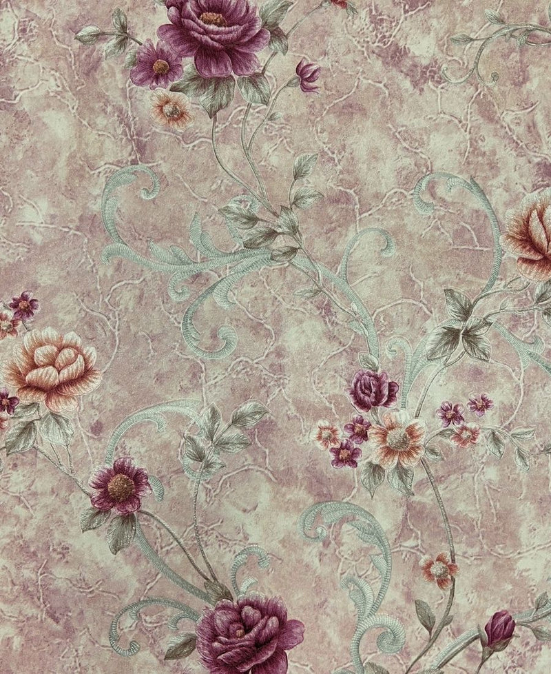 Pink Floral Wallpaper Roll for Wall Covering Living Room, Bedroom Wall Tejas