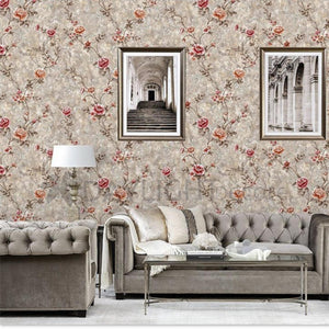 Floral Design Beige Pink Colour Wallpaper Roll for Wall Covering Living Room, Bedroom Wall Tejas