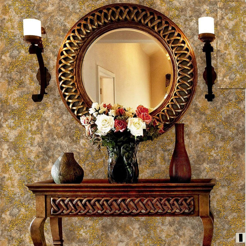 Golden Textured Wallpaper Roll for Wall Covering Living Room, Bedroom Wall Tejas