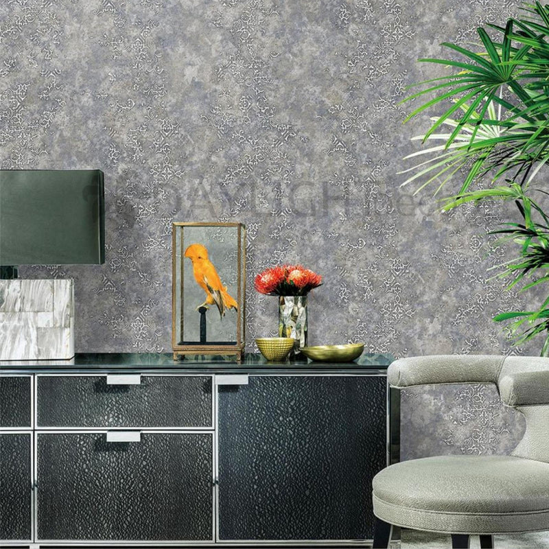 Gray Silver Textured Wallpaper Roll for Wall Covering Living Room, Bedroom Wall Tejas