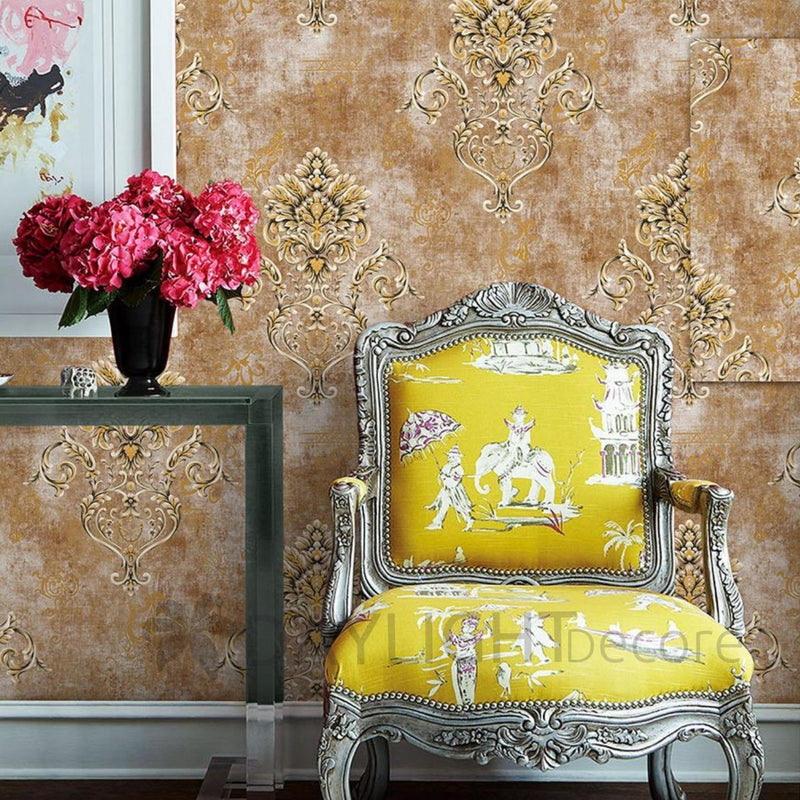 Beige Silver Mix Damask Modern Design Wallpaper Roll for Wall Covering Living Room, Bedroom Wall Tejas