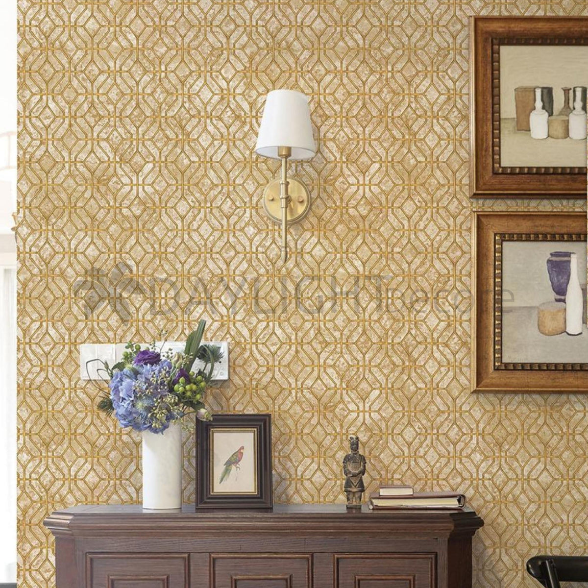 Mamora Trellis Cork Geometric Wallpaper Roll for Wall Covering Living Room, Bedroom Wall Tejas