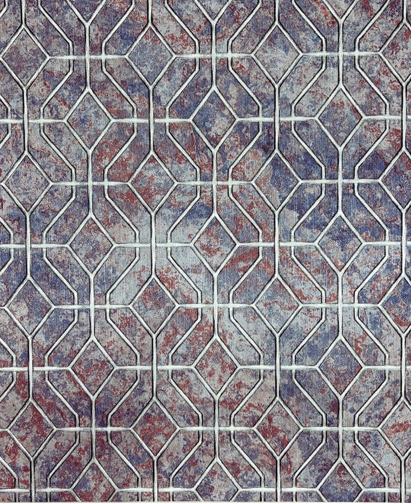 Mamora Trellis Cork Geometric Purple Wallpaper Roll for Wall Covering Living Room, Bedroom Wall Tejas