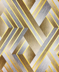 Geometric Art Golden & Silver Mix Wallpaper Roll for Wall Covering Living Room, Bedroom Wall Tejas