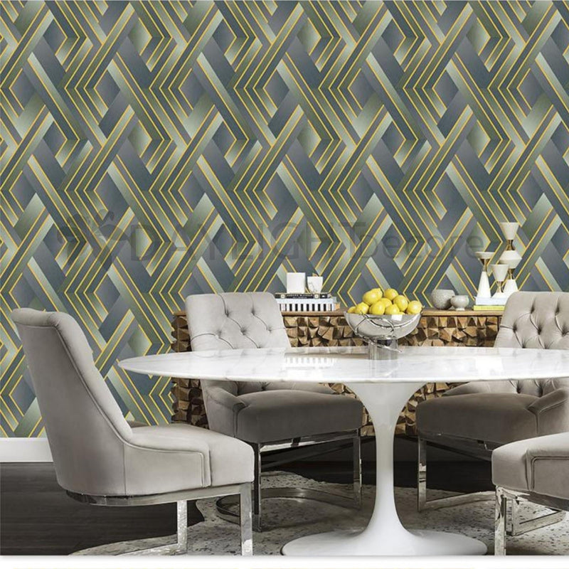 Geometric Golden Stripe Mix Color Wallpaper Roll for Wall Covering Living Room, Bedroom Wall Tejas
