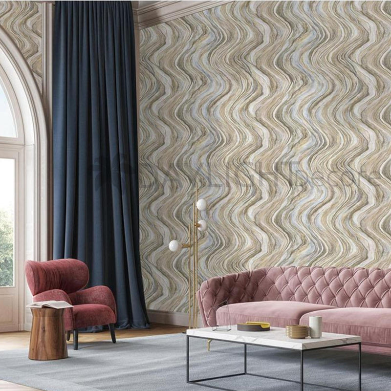 3D Wave Design Wallpaper Mix Grey Colour Wallpaper for Wall Use Wall covering Living Room, Bedroom, Kids Rood, Office etc. Roll Qty 57 Sq.ft
