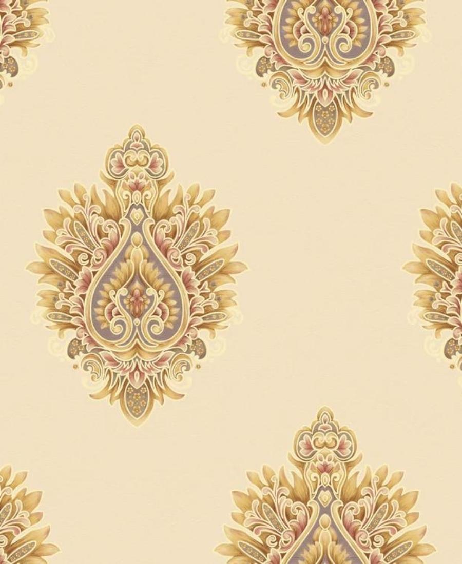 Excel Beige Golden Damask Design Wallpaper Roll for Covering Living Room, Bedroom Walls 57 Sqft - Z102-2