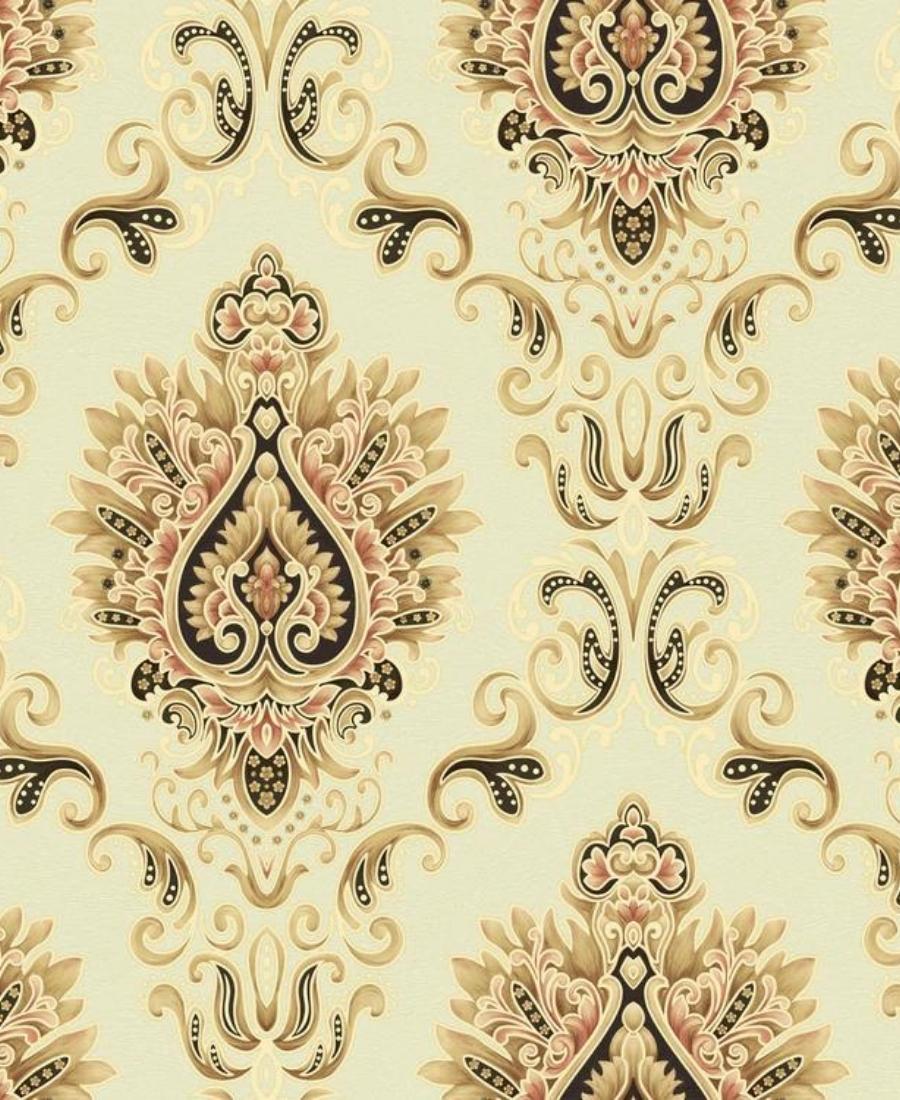 Excel Beige Damask Design White Background Color Wallpaper Roll for Covering Living Room, Bedroom Walls 57 Sqft