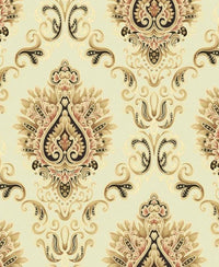 Excel Beige Damask Design White Background Color Wallpaper Roll for Covering Living Room, Bedroom Walls 57 Sqft