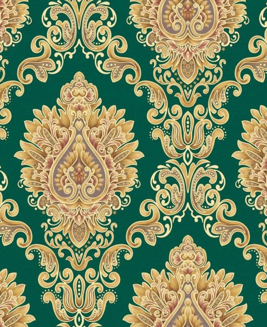 Excel Green Classic Damask Design Wallpaper Roll for Covering Living Room, Bedroom Walls 57 Sqft -Z103-4