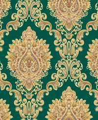 Excel Green Classic Damask Design Wallpaper Roll for Covering Living Room, Bedroom Walls 57 Sqft -Z103-4