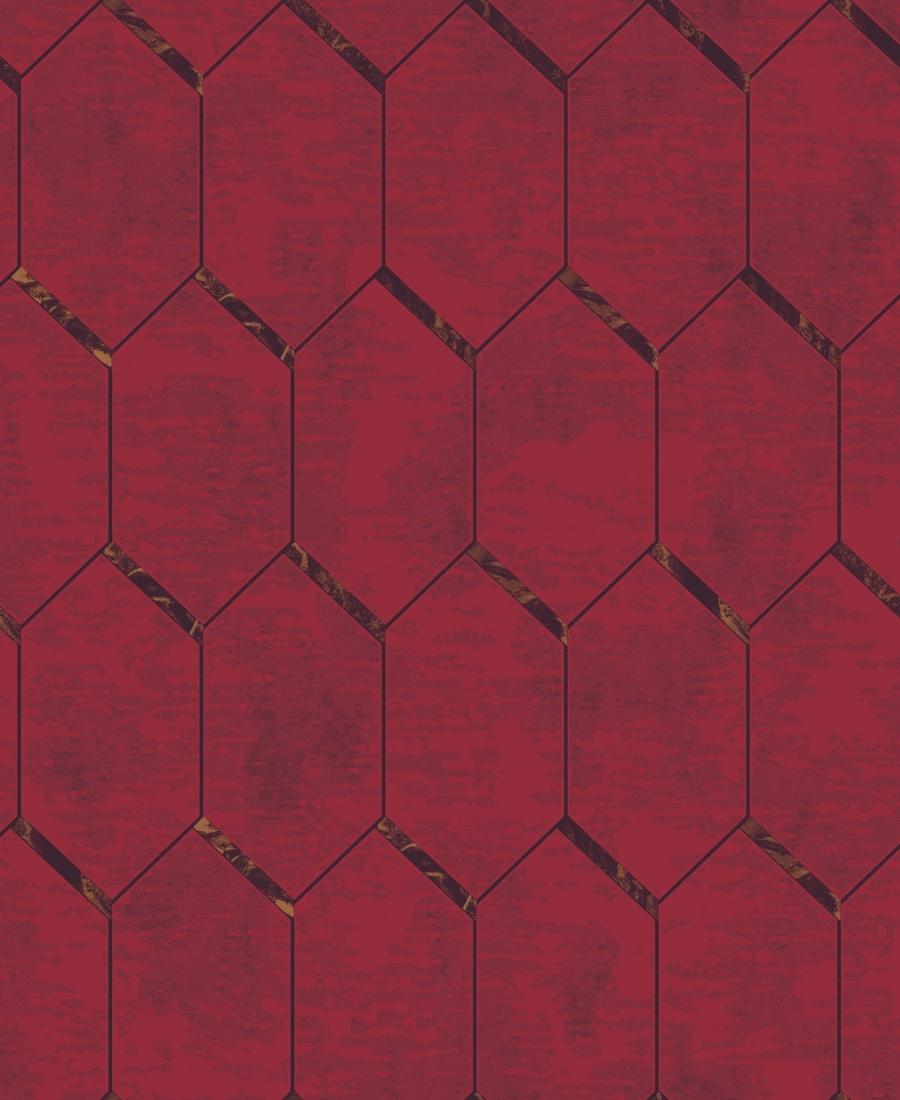 Excel Geometric 3D Design Red Color Wallpaper Roll for Covering Living Room, Bedroom Walls 57 Sqft