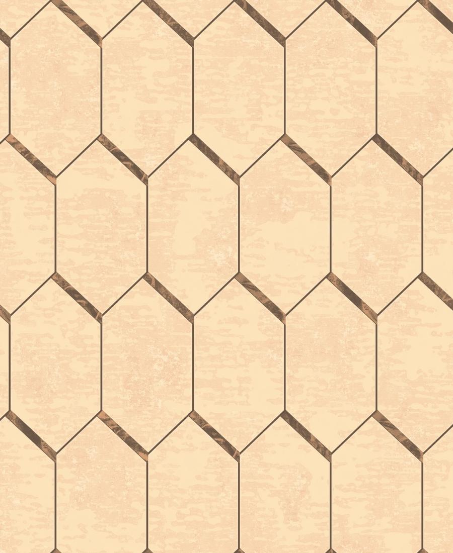 Excel Geometric 3D Design Beige Color Wallpaper Roll for Covering Living Room, Bedroom Walls 57 Sqft