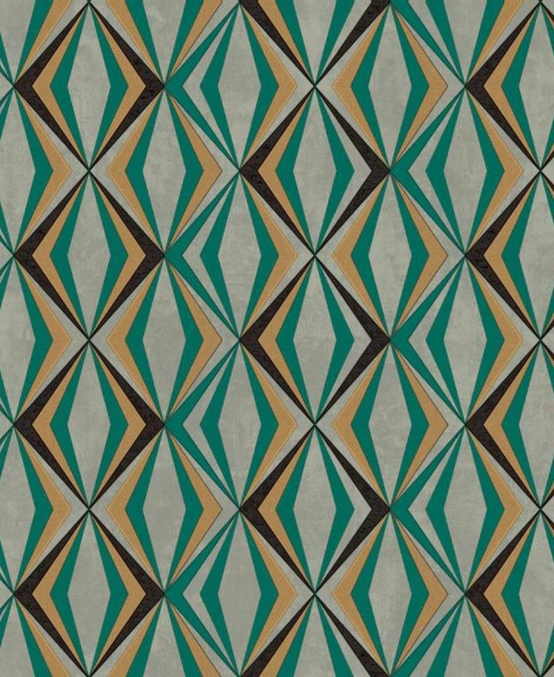 3D Geometric Green Mix Color Wallpaper Roll for Covering Living Room, Bedroom Walls 57 Sqft