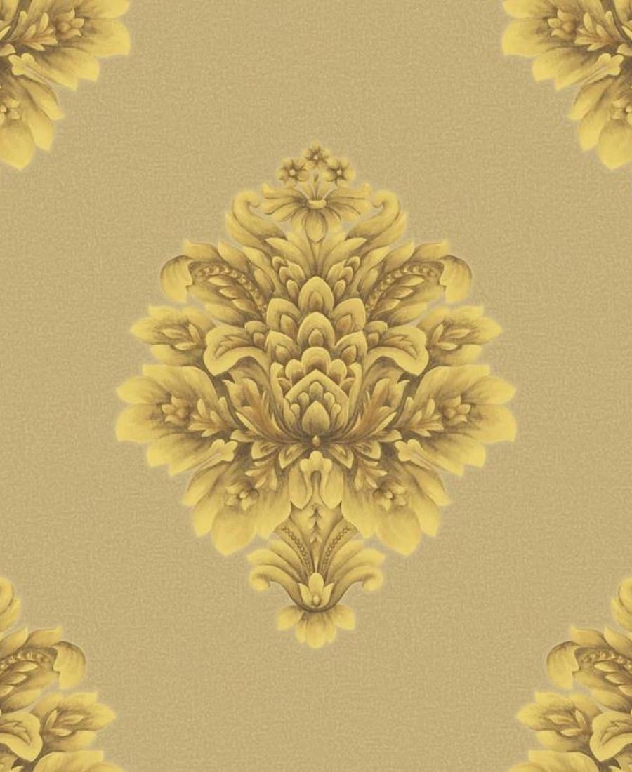 Excel Damask Design Golden Background Wallpaper Roll for Covering Living Room, Bedroom Walls 57 Sqft