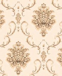 Excel Damask Design Beige Background Wallpaper Roll for Covering Living Room, Bedroom Walls 57 Sqft Z107-2