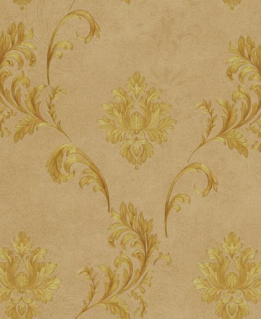 Excel Biba Design Beige Damask Golden Wallpaper Roll for Covering Living Room, Bedroom Walls 57 Sqft