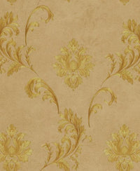 Excel Biba Design Beige Damask Golden Wallpaper Roll for Covering Living Room, Bedroom Walls 57 Sqft