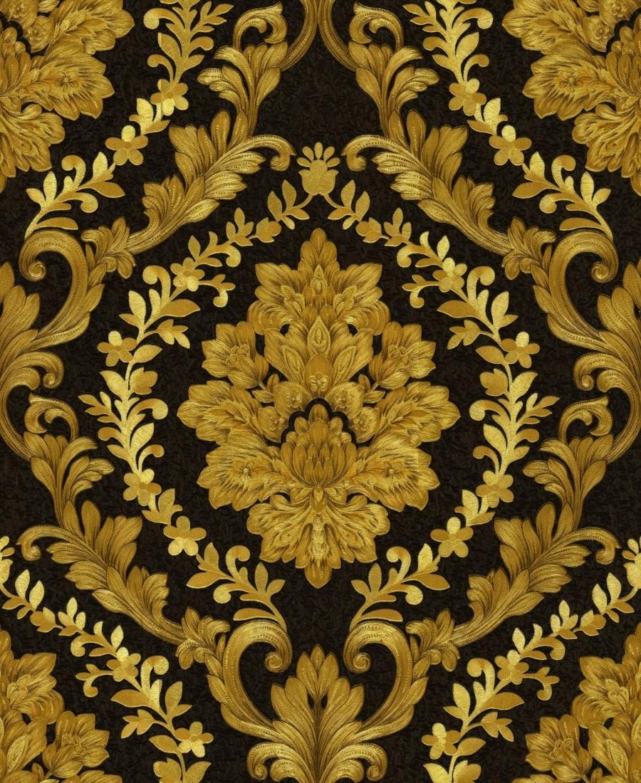 EXCEL, Wallcoverings Pvc Coated Classic Damask Designs, Black Color Wallpaper (Black Metallic_10.05x0.53mtr)-Z111-2