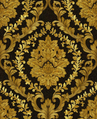 EXCEL, Wallcoverings Pvc Coated Classic Damask Designs, Black Color Wallpaper (Black Metallic_10.05x0.53mtr)-Z111-2