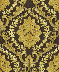 Excel 3D Damask Design Black Color Wallpaper Roll for Covering Living Room, Bedroom Walls 57 Sqft