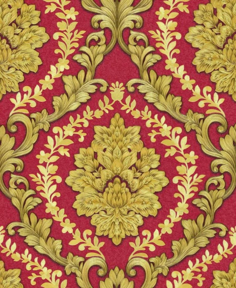 EXCEL, Wallcoverings Vinyl Classic Damask Designs Wallpaper (Red Metallic_10.00x0.53mtr)_Z111-6