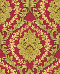 EXCEL, Wallcoverings Vinyl Classic Damask Designs Wallpaper (Red Metallic_10.00x0.53mtr)_Z111-6